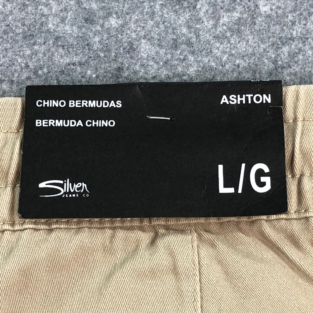 Silver Jeans Co Mens Bermuda Chino Shorts L Ashton Stretch Khaki NWT - Picture 4 of 13